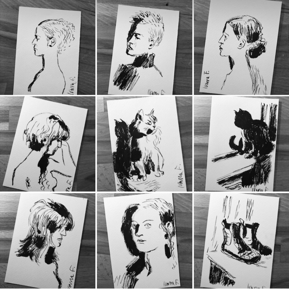 ivana_f's tweet photo. Japanese ink drawings I have available 4 @VancouverComics this weekend. Easy access from the outside, right from the Turnabout square, Roundhouse Community Centre. 10AM-5PM on Sat/Sun. See you soon! 

#ivana_f #ink #inkdrawings #japaneseink #femaleartist #VanCAF #VanCAF2022 https://t.co/tzWyQDHTZ9