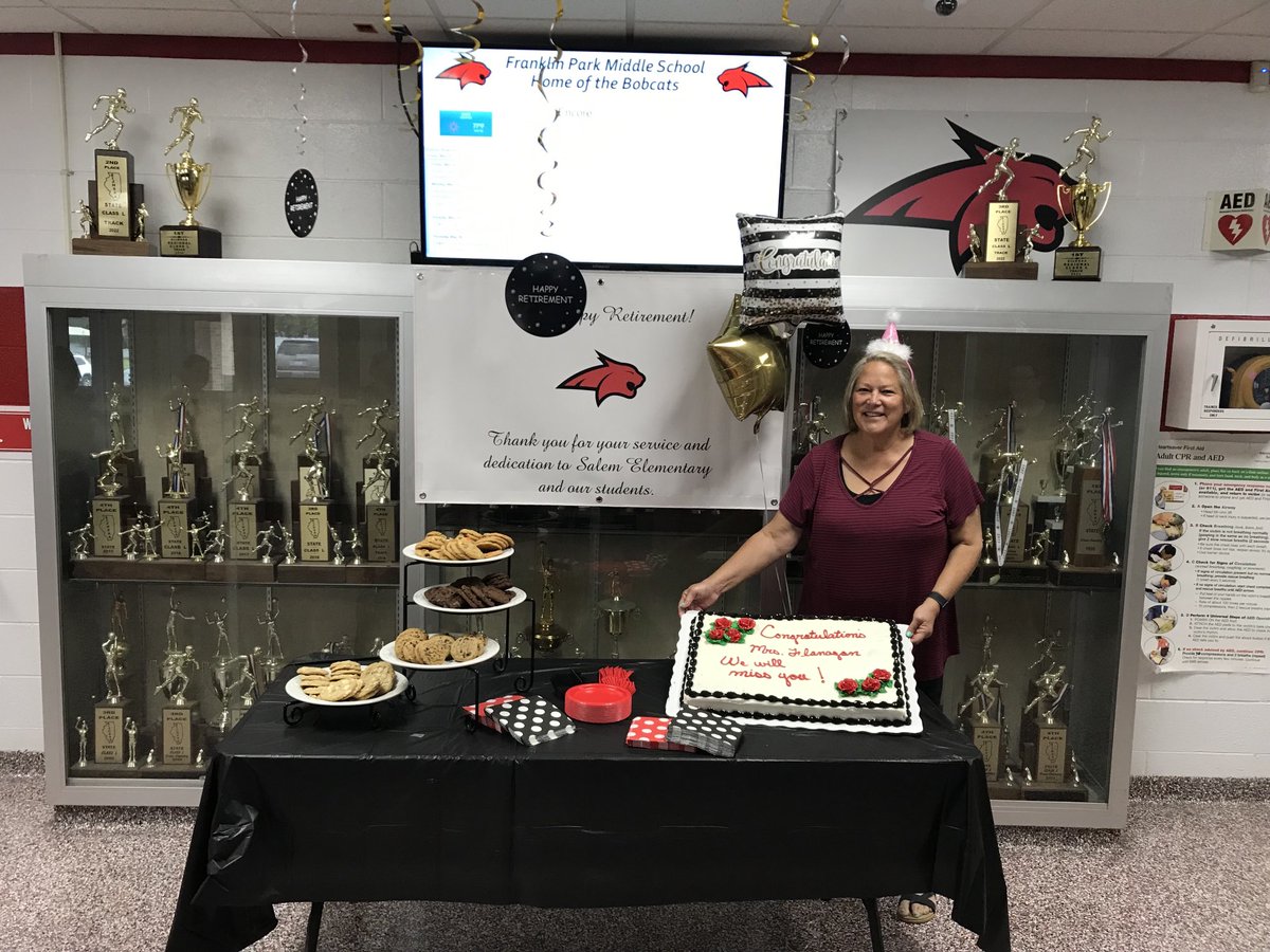 FPMiddleSchool's tweet photo. Congratulations to Mrs Flanagan on her retirement! #salembobcatpride https://t.co/Ti7fQblMFf