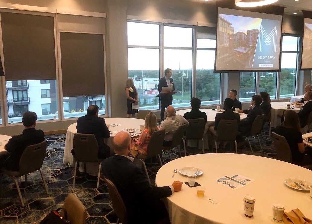WalkerBrands's tweet photo. Today @MidtownTampa hosted @ULITampaBay’s StimULI breakfast, a sold out event attended by ULI members from the region. Bromley Cos CEO Nick Haines &amp; Nancy Walker spoke about what goes into creating a vibrant mixed-use district, lessons learned, &amp; what’s to come for Midtown. https://t.co/pH2v8crKLj