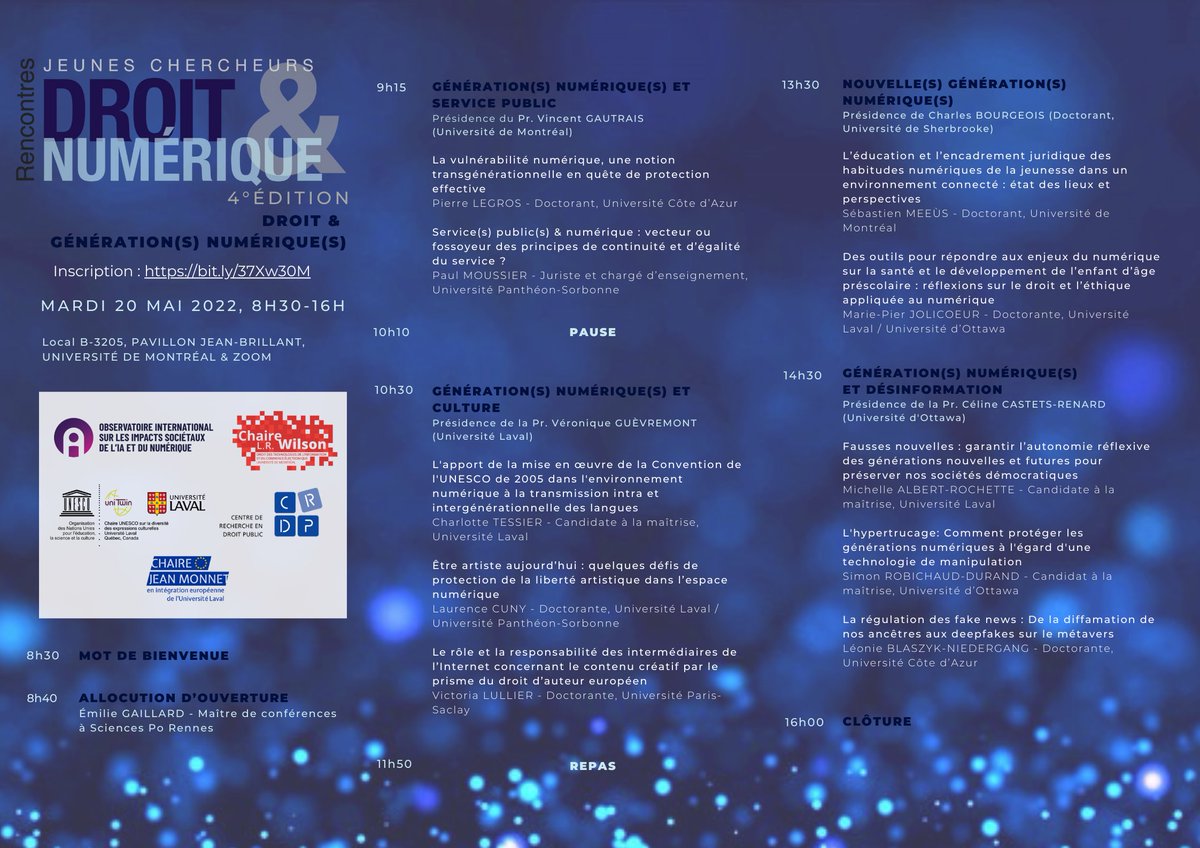 👏C'est l'heure de la clôture de la 4ème édition des Rencontres Jeunes Chercheurs Droit &amp; Numérique avec l'allocution du professeur <a href="/NicolasVermeys/">Nicolas Vermeys</a> qui nous offre un retour sur les riches interventions de nos conférenciers #JCDN2022 Merci à toutes et à tous !