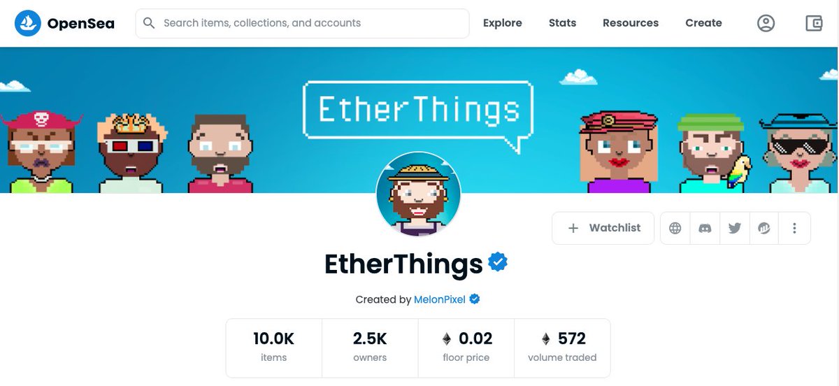 Hey fam😀

Happy Friday!!🎉

We did it! We just got the legendary OS blue check ✅ 

EtherThings is a Verified Collection!!🥳

Another big step for us!👊
opensea.io/collection/eth…