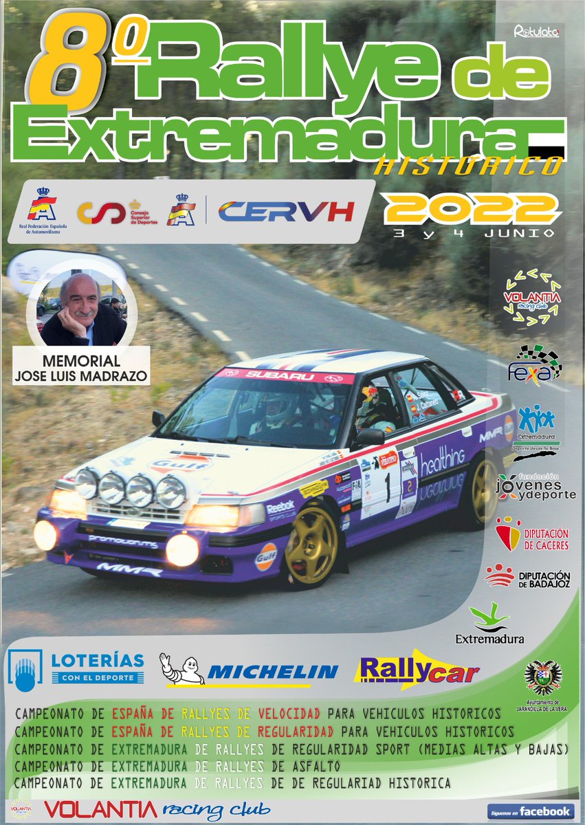 Desde Volantia Racing Club, hemos decido que esta 8º Edición del Rallye de Extremadura Histórico, sea en memoria de un gran amigo de varios de nuestros integrantes, y del mundo de las carreras en general que nos dejo hace unos pocos días. José Luis Madrazo D.E.P.
