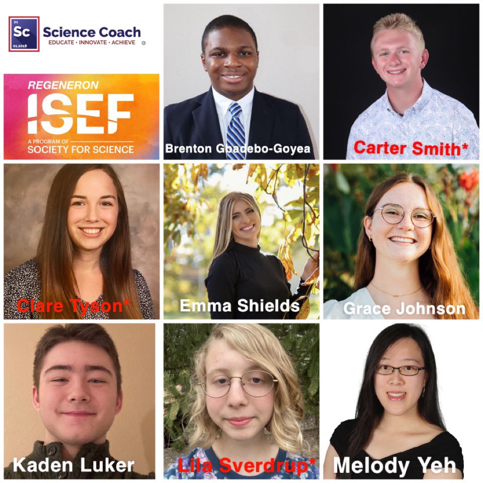 sciencecoachorg's tweet photo. Congratulations to the eight Science Coach students who competed at International Science and Engineering Fair (ISEF) and the three award winners*. #sciencecoach #science #scienceresearch #ISEF2022 https://t.co/Jd2OTPlBLp