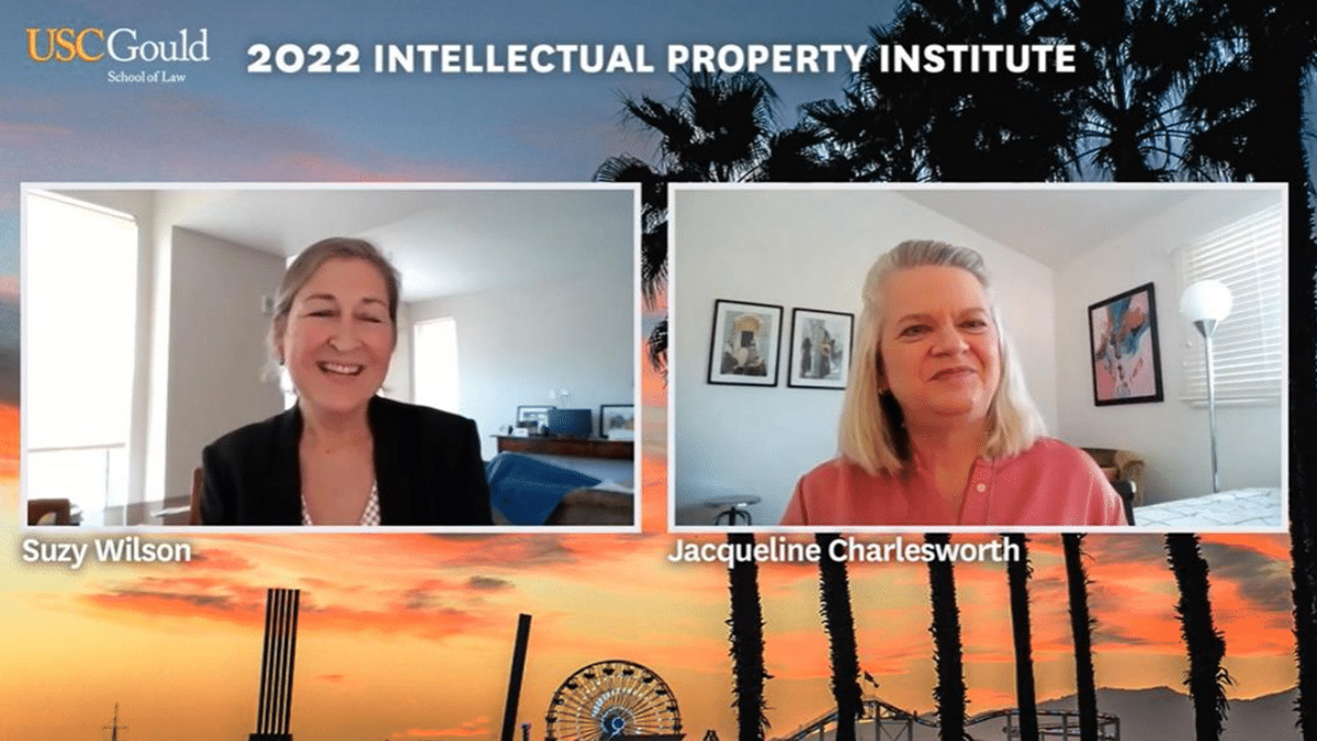 CopyrightOffice's tweet photo. Last week, General Counsel Suzy Wilson joined former General Counsel Jacqueline Charlesworth for a fireside chat at @USCGouldCLE’s '22 Intellectual Property Institute to talk about what’s new at the Copyright Office, including the Copyright Claims Board. #USCLawIP 📷 @USCGouldCLE https://t.co/DdqbxUgpAk