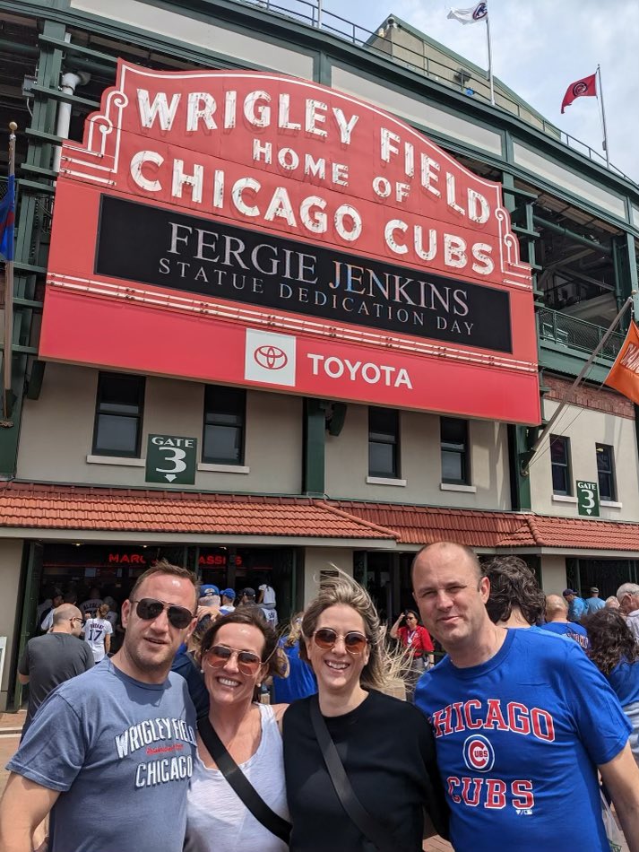 shantodd8's tweet photo. Hey @Cubs I finally made it to my first game here!❤️Added bonus I got to see the @fergieajenkins statue reveal👏👏! #memoryforlife https://t.co/zA7Nl5aHDU