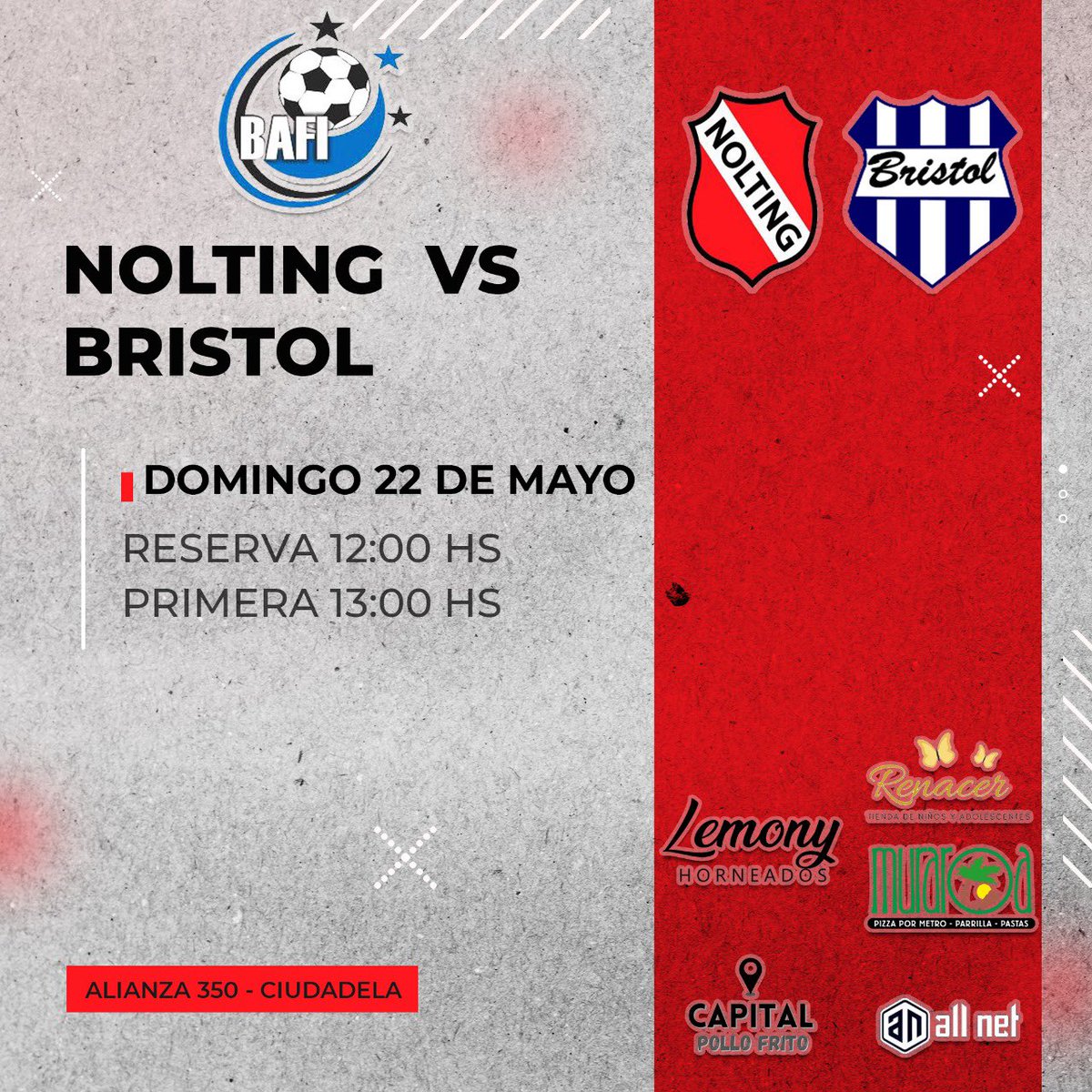 NOLTING_FUTSAL's tweet photo. Domingo 22/5
Reserva 12:00 HS
Primera 13:00 HS
Somos Locales vs @Bristol_Futsal https://t.co/prpEYmHc0N