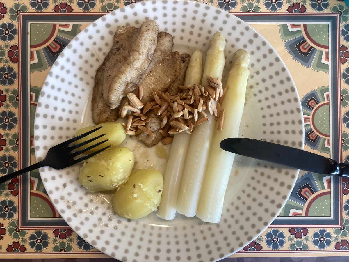 cyberhelvetia's tweet photo. «𝑭𝒊𝒔𝒄𝒉 & 𝒮𝓅𝒶𝓇ℊℯ𝓁» ✨∣✨
Mit Salzkartoffeln.
Die Mandeln sind für die *Knusperkomponente.
#Spargel #Dulliken #Scheibler #Frühling #Printemps #knusper #komponente #salzkartoffeln https://t.co/Q0Uu6fZleY