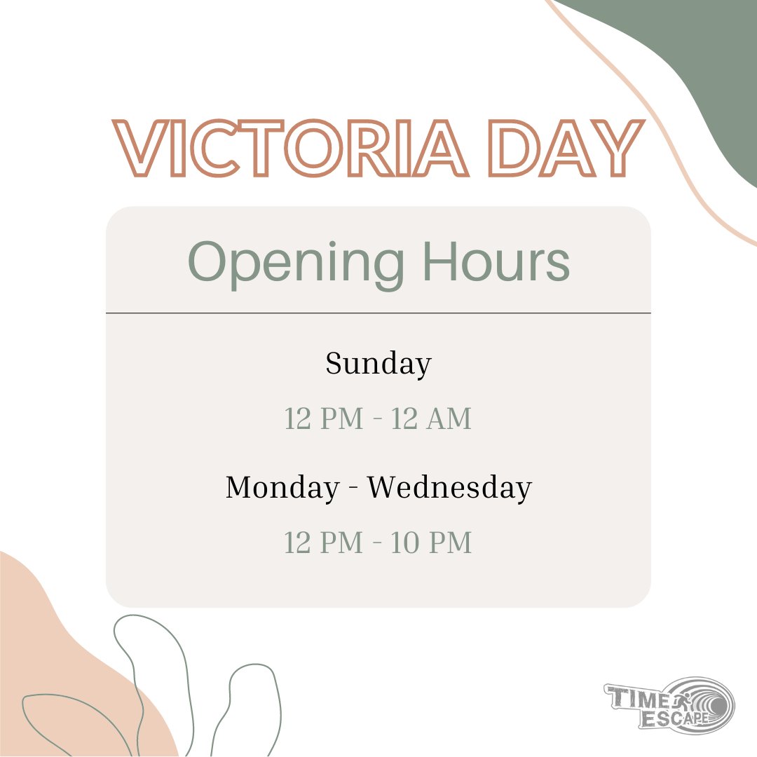 TimeEscapeYEG's tweet photo. Cheers to May Long Weekend! 🎉
We will be open with extended hours from May 20-25! More time for more fun! 🤩
#yegmaylong #escaperooms #yegescaperooms https://t.co/mojb1aMnYt