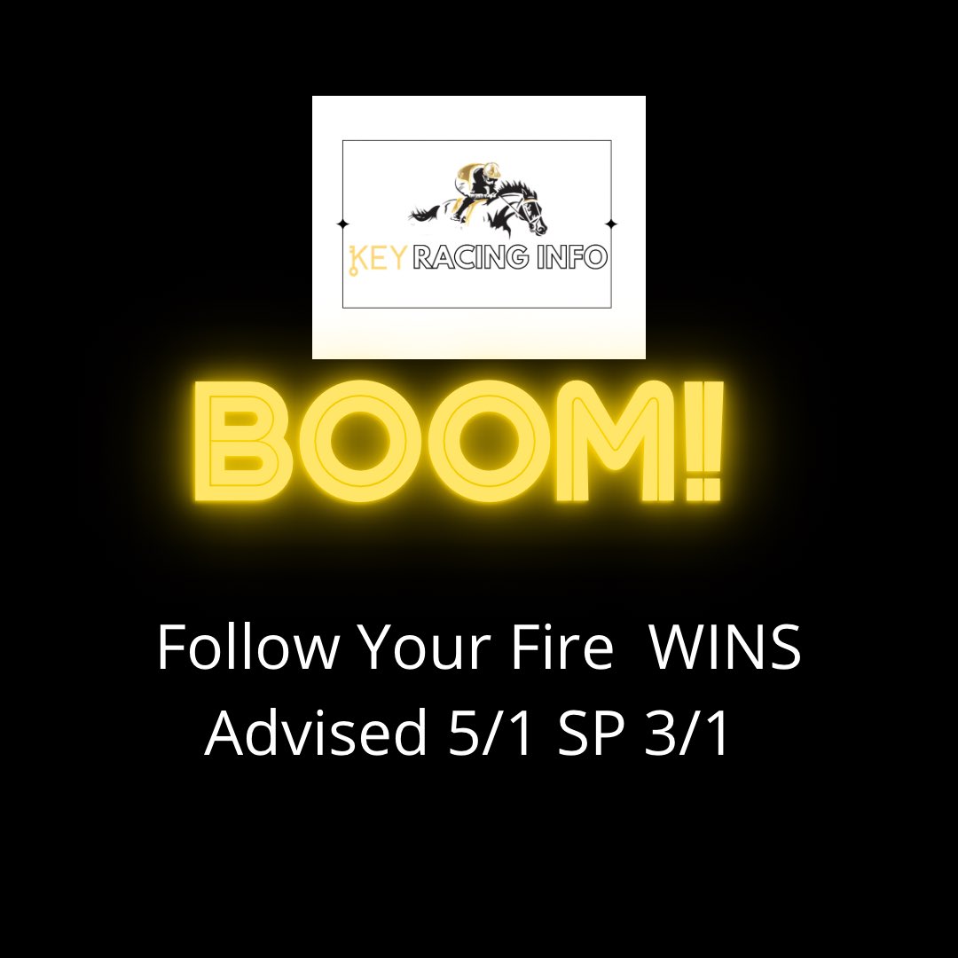 keyracinginfo's tweet photo. BOOM!! Stable info Follow Your Fire wins at 5/1 on Tuesday! Dm us on joining! Make betting profitable 😎 £20 a month or 2 months for £30. Stable info is key in this game!! #boom #winner #horseracingtips #tipster #sportsbetting #betting #profit #dm #join #bettinggroup #instadaily https://t.co/eURJ4y7o9D