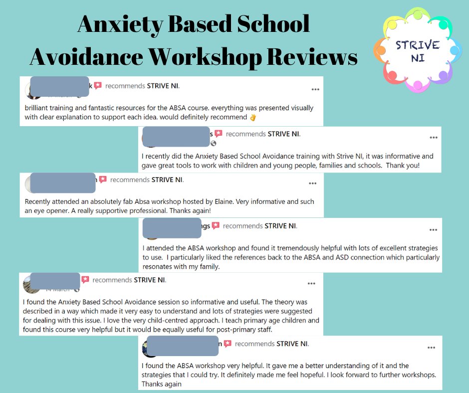 Some recent feedback from our Anxiety Based School Avoidance workshops.  Please get in touch if you would like us to roll this training out across your organisation! #anxiety #ChildhoodAnxiety #ABSA