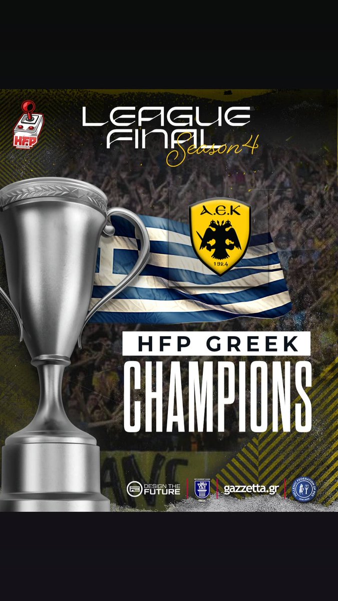 🏆 <a href="/aek_official/">AEK Athletic Club</a>   - 𝐇𝐅𝐏 𝐇𝐞𝐥𝐥𝐞𝐧𝐢𝐜 𝐋𝐞𝐚𝐠𝐮𝐞 𝐇𝐨𝐥𝐝𝐞𝐫𝐬

🦅 AEK Athens won the Legendary Hellenic League of the fourth season, with the final score 2-1 (Best of three). 
They beat Panathinaikos  and secured their first League title.

<a href="/Hellenic_Pes/">Hellenic PES Federation</a>