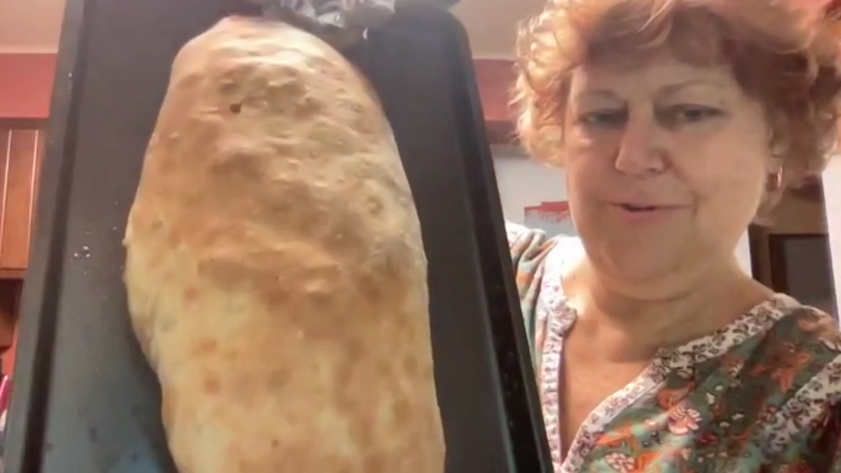 We're pretty sure <a href="/rayerink/">Renee Ayer</a> wins the prize for the largest Rotolo Al Forno today. #CookingWithChet #FridayFun #FridayYum