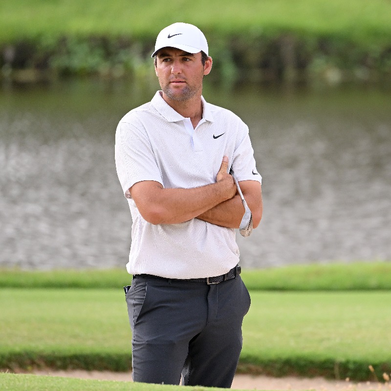 SkySportsNews's tweet photo. World No 1 Scottie Scheffler's sensational start to the year ended abruptly after a nightmare finish to his second round saw him miss the cut.