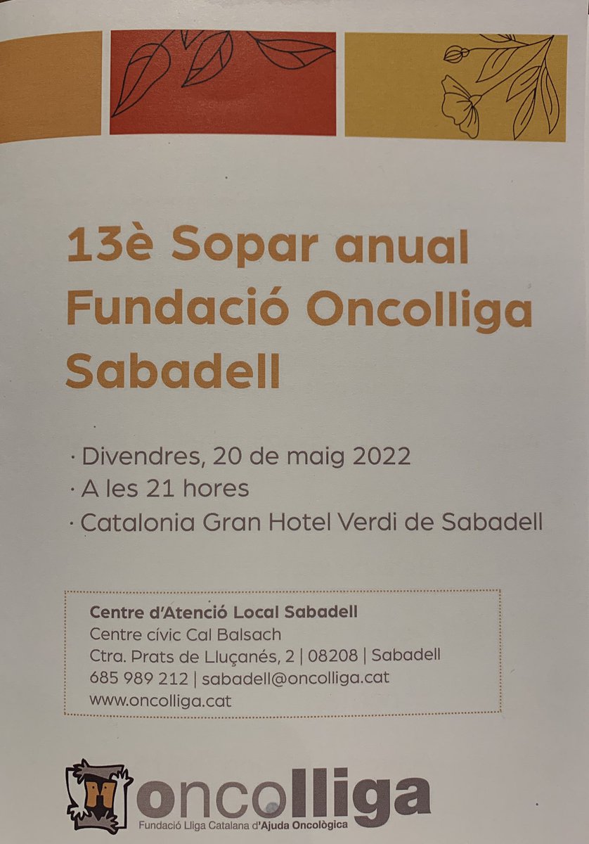 13è Sopar <a href="/OncolligaCAT/">Fundació Oncolliga</a> #Sabadell.
Gràcies per aquest retrobament que tan anhelàvem.
Si alguna cosa fa gran a les persones és el donar-se als altres, i en això sou exemple per a tots en programes de prevenció, educació, sensibilització i rehabilitació. 😘😘🥂💚💚💚