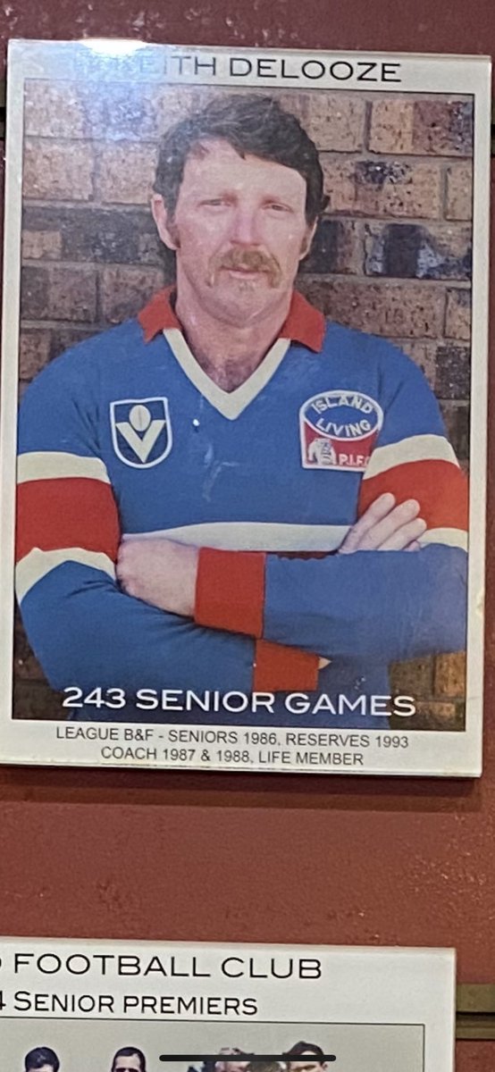 PaulAmy375's tweet photo. The honour board at Phillip Island FNC. Some damn good players get the gold letters, including former Demon Cam Pederson (2019, 21). The legendary Keith 'Whale' De Looze won it in '83. https://t.co/wAG0D3GmU6