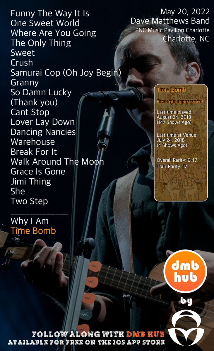 dmblive's tweet image. Now Playing: Time Bomb #DMBLive #DMBHub 2022-05-20