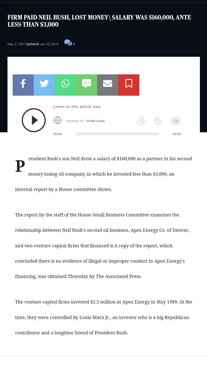 ZOROARIA11's tweet photo. FIRM PAID NEIL BUSH, LOST MONEY SALARY WAS $160,000, ANTE LESS THAN $3,000
May 2, 1991
https://t.co/UihvN89nnT
@artisbrutal2021
#NeilBush #LouisMarxJr #ApexEnergyCo https://t.co/hBFpkga1CB