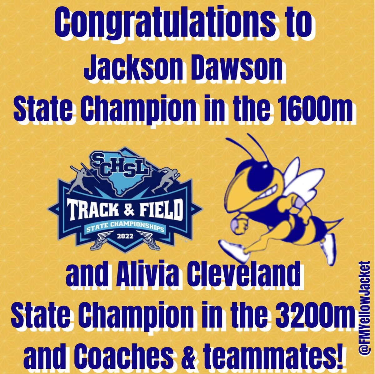 thefmyellowjacket🐝 (@fmyellowjacket) on Twitter photo Congratulations to the Track AND Field Teams!
Two Fort Mill Yellow Jackets are returning as State Champions!
<a href="/FortMillJackets/">Fort Mill Jackets ABC</a> Congratulations to the Track AND Field Teams!
Two Fort Mill Yellow Jackets are returning as State Champions!
<a href="/FortMillJackets/">Fort Mill Jackets ABC</a>