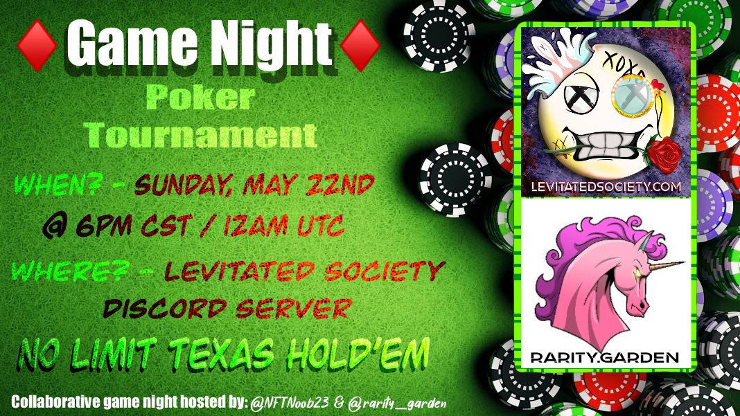 The official announcement’s for Sunday’s 
poker tournament, will be put out tomorrow afternoon.

If you want to be ahead of the curve join our discord 
(Link in Bio)

We have a few prizes that will be given away for
first/second/third place.