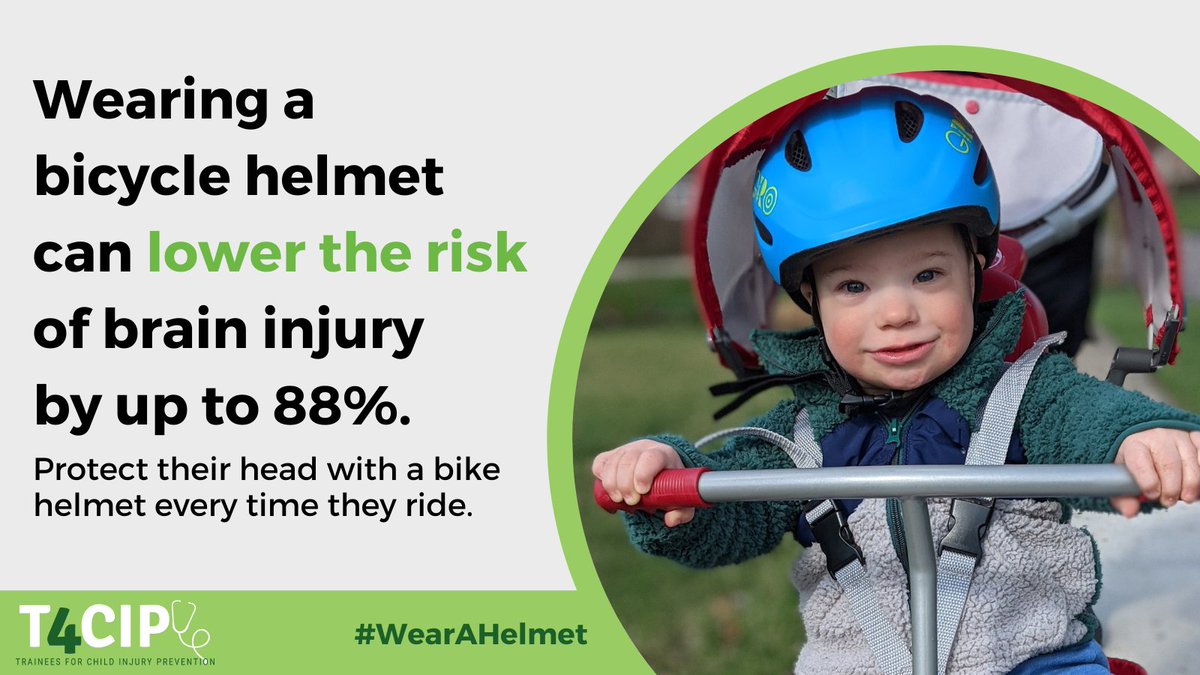 Today kicks off Trainees For Childhood Injury Prevention’s Bike Helmet Safety Week! Helmets significantly decrease the incidence of traumatic brain injury from biking accidents. #WearAHelmet