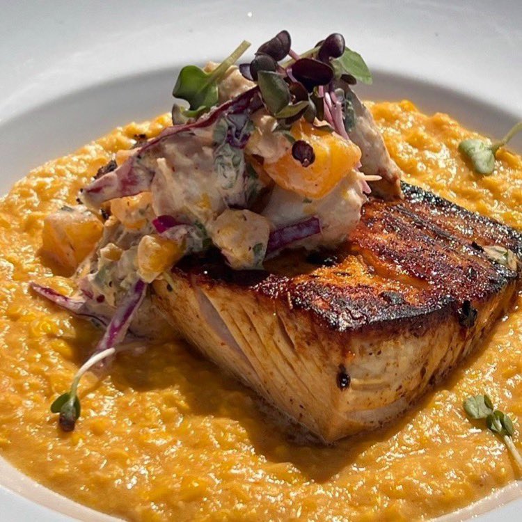 Grilled Caribbean Jerk Amberjack, Blue Crab Salad, Corn Maque Choux Sauce made w/ D.a.T. SaUcE - Chefs Special this weekend by <a href="/chefjohnnieg/">JGM</a> for <a href="/CrawfishTownUSA/">Crawfish Town USA</a>