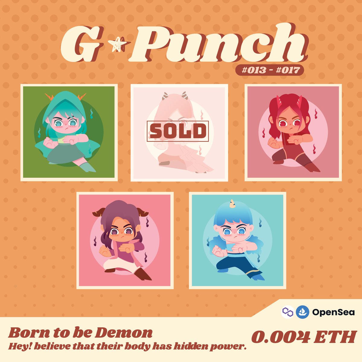 🌟UPDATE🌟
“G Punch” Collection [Polygon]

👿We born to be Demon👿
This is another level of girl's power

📌0.004 $ETH
📌Available now : opensea.io/collection/g-p…

#NFTs #NFTTHAILAND #nftcollector #NFTartist #NFTCommunity #NFTthai #ヨシオカのキャラ #NFTWomenUNITE