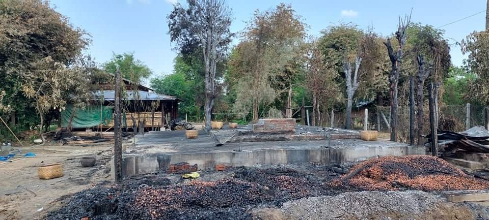 Chanapai247's tweet photo. These are photos of #MuuTharKone village, YeU township, captured after the arson of junta terrorists on May 19. As we can see in photos, they had set on fire to even the motorcycles.

#2022May21Coup 
#WhatsHappeningInMyanmar https://t.co/npGlpGmwal