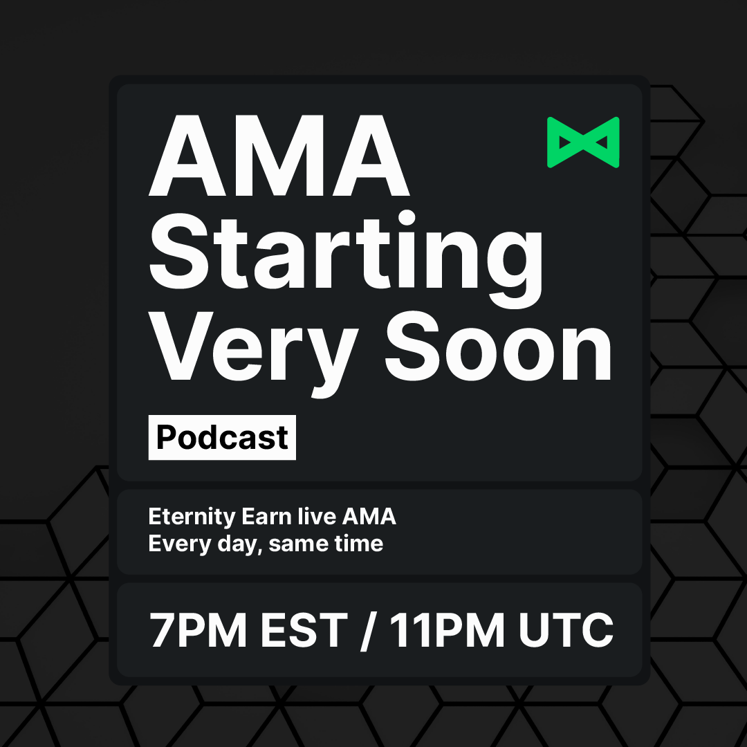 Eternity_Earn's tweet photo. Come join us at 7pm EST/11pm UTC on our Telegram for our daily AMA with the team!
We encourage everyone to come and ask any questions you want or just listen in.
Telegram: https://t.co/WRr956DF7L
Linktree: https://t.co/MkWQcTCnVS
-
#EternityEarn #CRO #cryptocurrency https://t.co/Czth0uMg7i