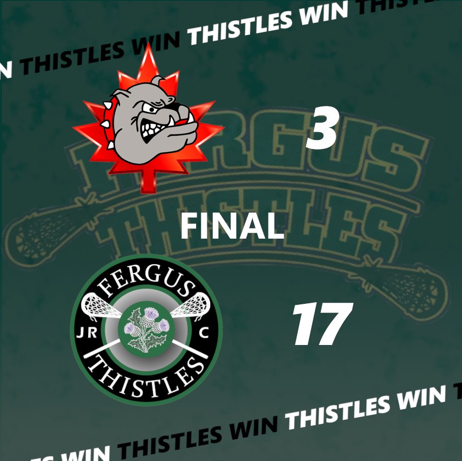 JrCThistles's tweet photo. Got the win! Thistles defend the home barn in a massive win against Halton!

We're back on the floor this Thusrday May 26 against Wilmot. See you there. 

#thistleswin #ojcll #ontariolacrosse #fergusproud https://t.co/Rz5uF2TTKE