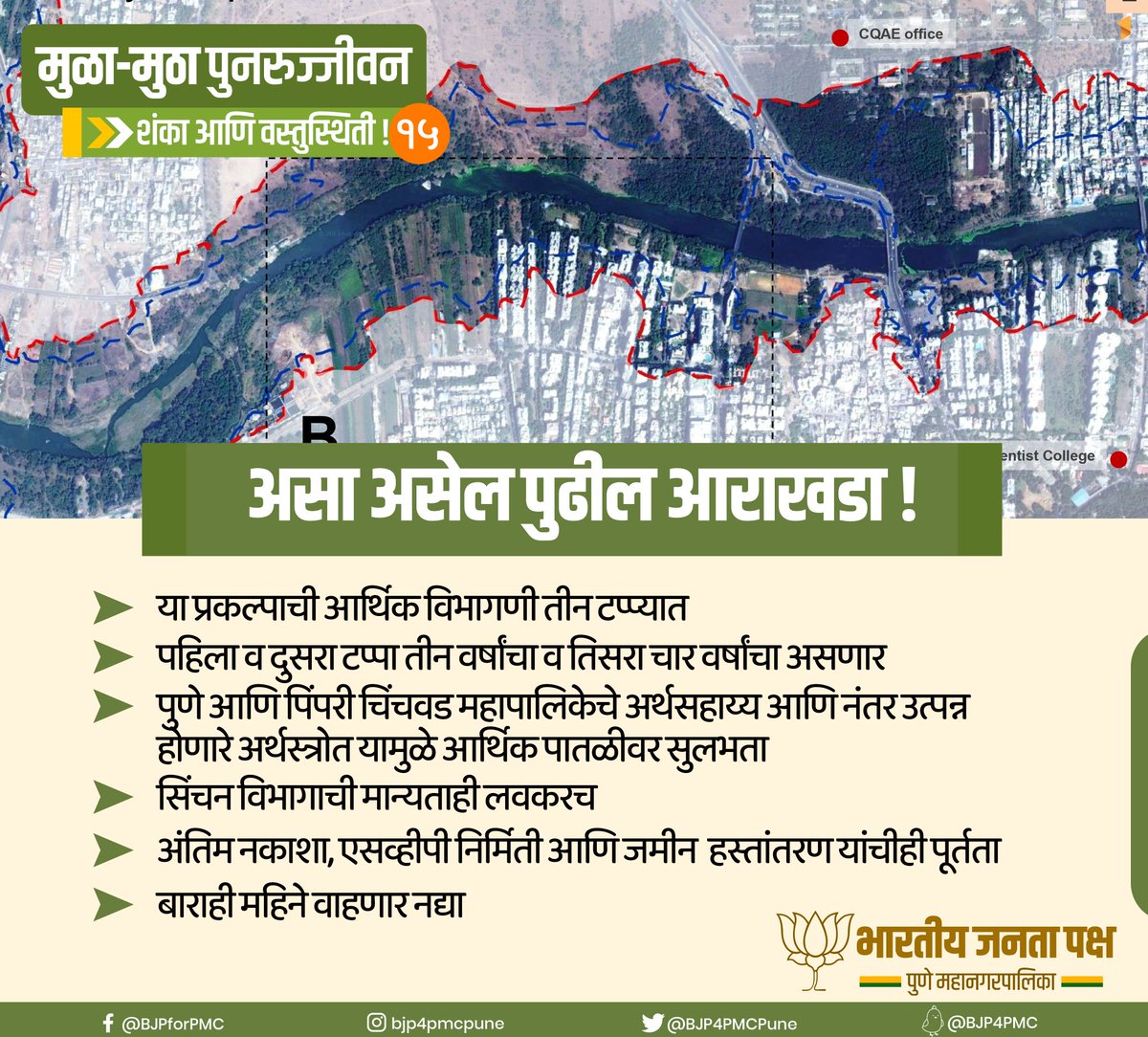 GaneshBidkarBJP's tweet photo. असा असेल नदी पुनरुज्जीवनाचा पुढील आराखडा !

#PuneRiverRejuvenation  #BJP4PMC #Pune #BJPForPMC #FactsAndReality #अभिमानपुण्याचा #PrideOfPune https://t.co/jA8FSFAuaK