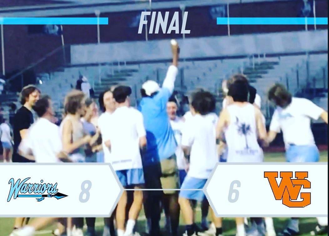 HUWLacrosseClub's tweet photo. Winner!!! Warriors move on to the next round!!         Thank you to all who came out! The roar of the crowd was awesome! #nochili #mybrotherskeeper https://t.co/0ZMNqvnfze