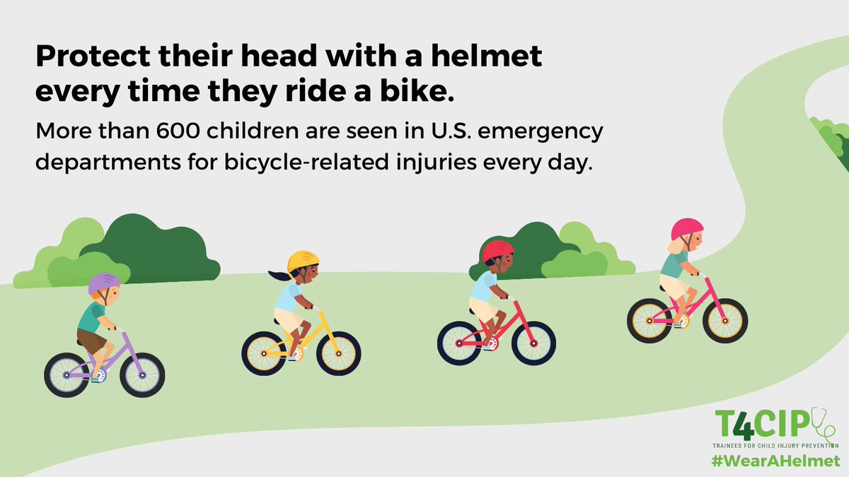 Today is the official Helmet Safety Day of Action for Trainees for Childhood Injury Prevention! This is a reminder to wear a helmet EVERY time you ride to most effectively prevent serious head trauma from biking accidents. #WearAHelmet