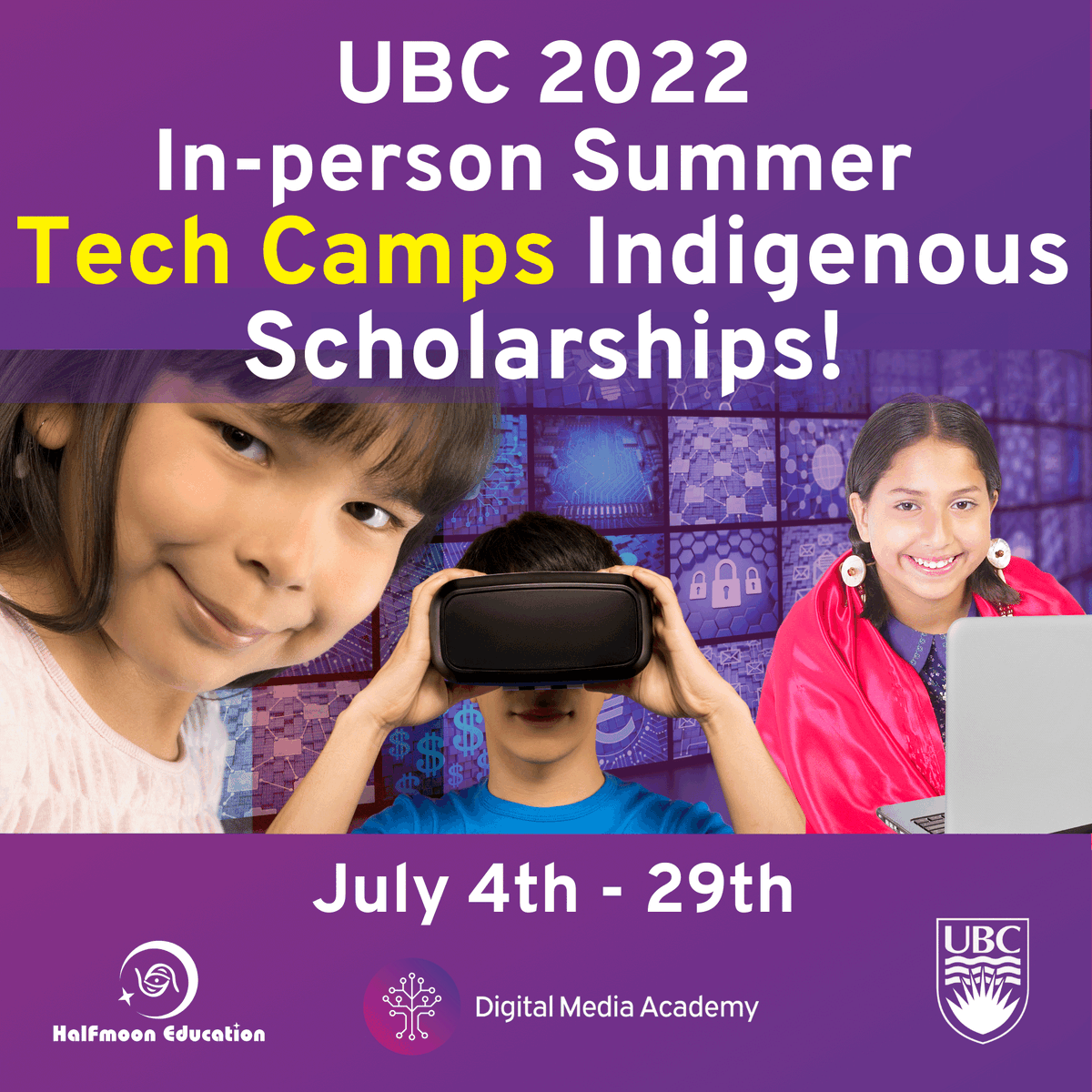 Now offering 2 FULL scholarships for its 2022 in-person summer program held at <a href="/UBC/">University of British Columbia</a> !
Operated by <a href="/halfmoonedu/">HalfMoon Education</a>
Exclusive DMA Licensee. halfmoonedu.com/ubc
#computerSC #robotics #animation #business #musicproduction #filmandvideo #gamedevelopment #graphicdesign #coding