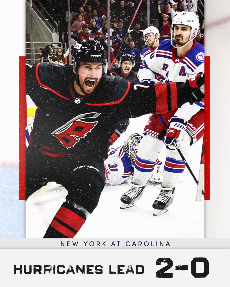 espn's tweet photo. Another home W for the @Canes 🙌

They are now 6-0 in the #StanleyCup playoffs when playing in Carolina. https://t.co/hAoyPFuq1b
