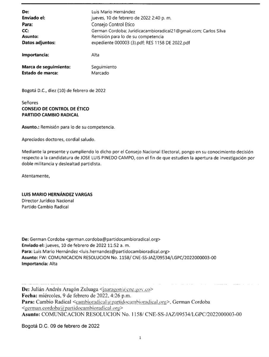 JOSE L PINEDO (@pinedocampo) on Twitter photo Así le paga el diablo a quien bien le sirve: 2006-2022, cuatro elecciones a nombre de <a href="/PCambioRadical/">Cambio Radical</a>, dos campañas presidenciales con <a href="/German_Vargas/">Germán Vargas Lleras</a>, puñalada trapera en marzo pasado, y ahora me abren investigación por doble militancia y deslealtad partidista. #Mandanhuevo ! Así le paga el diablo a quien bien le sirve: 2006-2022, cuatro elecciones a nombre de <a href="/PCambioRadical/">Cambio Radical</a>, dos campañas presidenciales con <a href="/German_Vargas/">Germán Vargas Lleras</a>, puñalada trapera en marzo pasado, y ahora me abren investigación por doble militancia y deslealtad partidista. #Mandanhuevo !