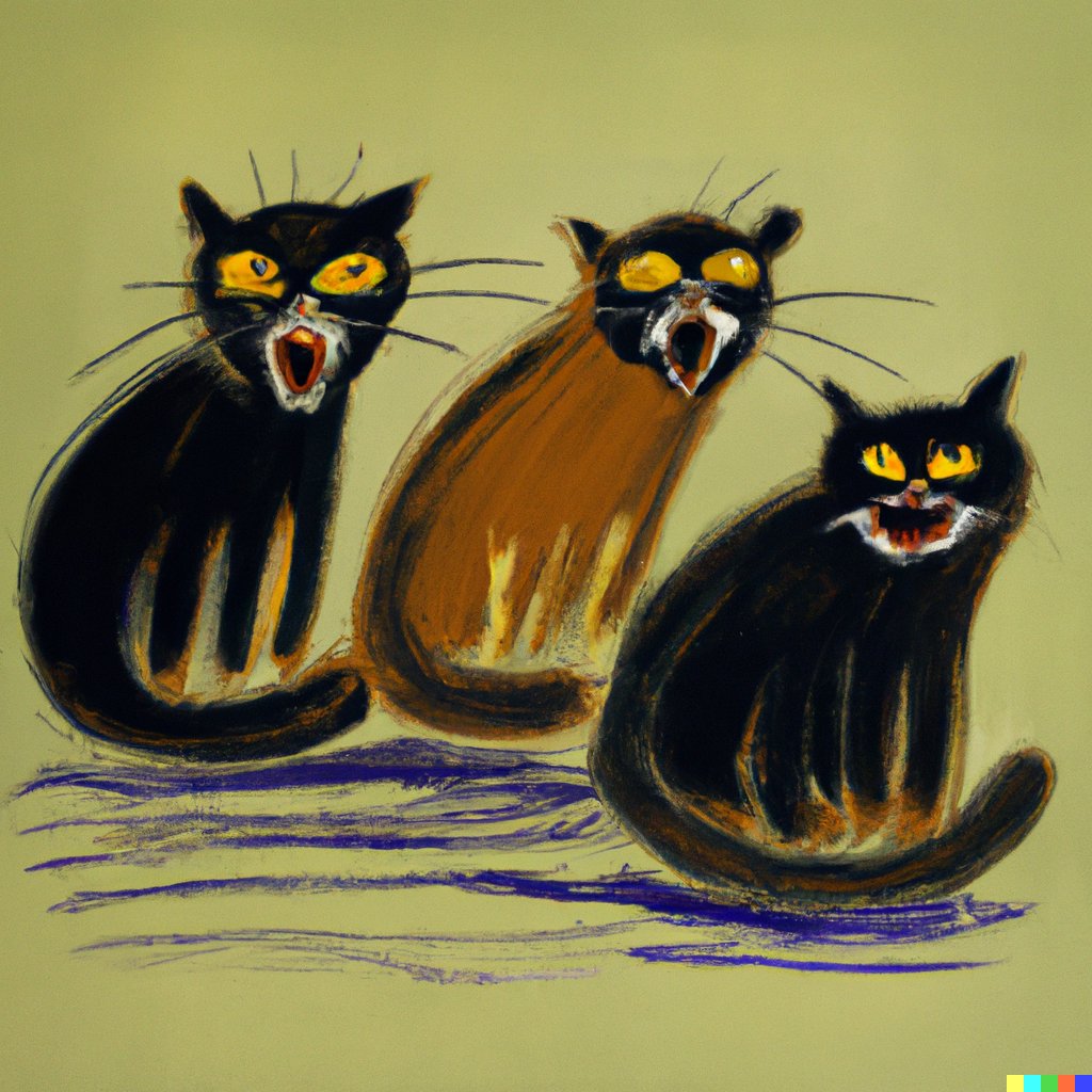 Illustration Three Angry Cats