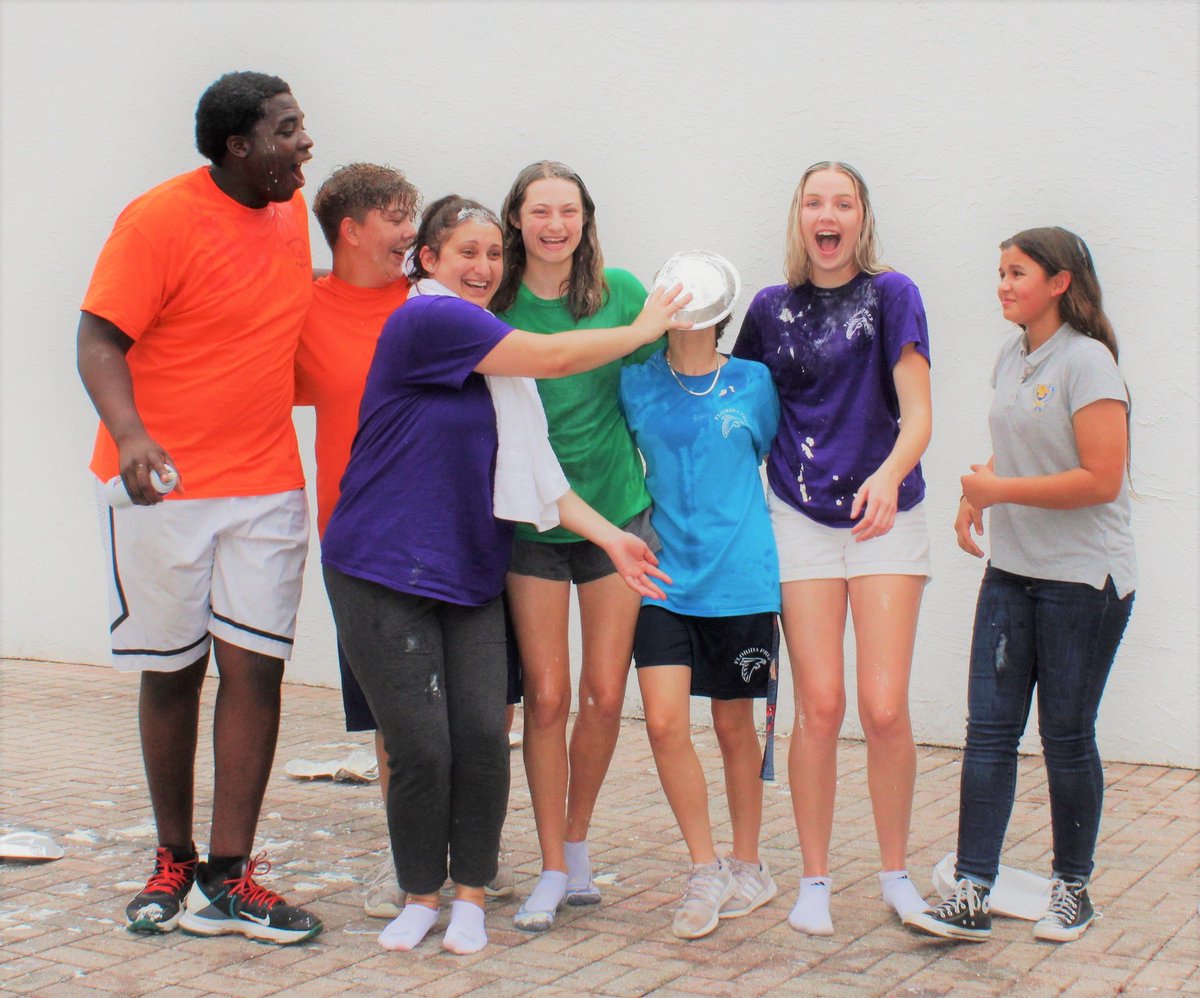 FloridaPrepNews's tweet photo. In the final fundraiser of the year, the Admissions Ambassadors 'Took a Pie In the Face' to raise funds for the Student Center. Thank you for being such great sports! 
#FloridaPrepFamily https://t.co/jArZViAREY