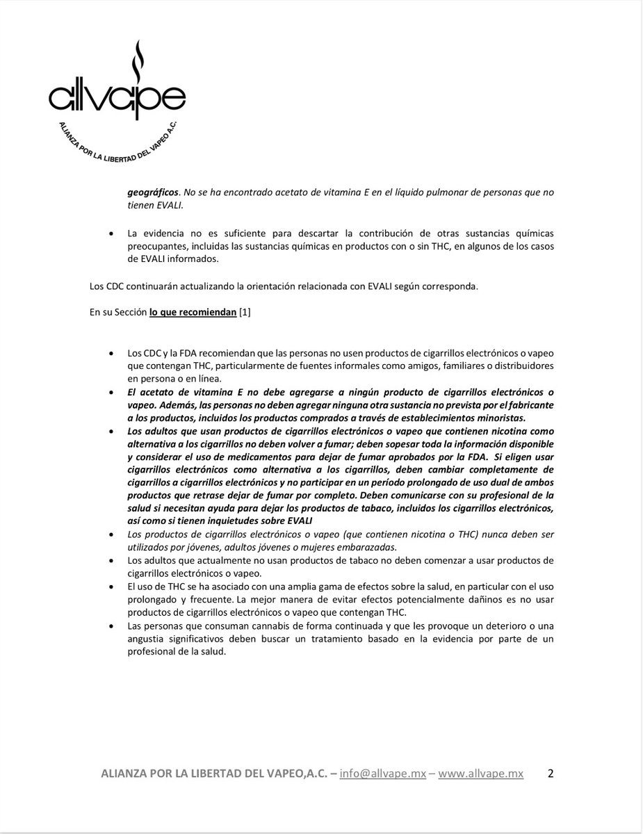 allvapemx's tweet photo. Posicionamiento ante la "Alerta Máxima" emitida por @COFEPRIS y @SEGOB_mx 

Referencias:
@CDCgov [1] https://t.co/4jx7Ld9rOl
@FDATobacco [2] https://t.co/f6BkYTT9o1
@cochranecollab [3] https://t.co/2KB5uEyOLM https://t.co/XT5FcgjrBM