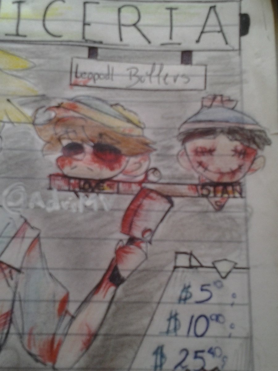 AdriMVe's tweet photo. - Realmente soy una mierda dibujando gore,siendo esta mi primer dibujo pero creo que no quedo tan mal,verdad?

#SouthPark #Butter #leopoldstcoth #art #arttrade #artgore #goreart #gore https://t.co/ASfCvjN9Qj