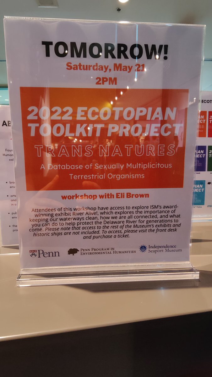 PPEHLab's tweet photo. Join us tomorrow for the Trans Natures workshop with Eli Brown at @phillyseaport! Learn more about this #EcotopianToolkit workshop at https://t.co/aeWGFZep83 https://t.co/vr84TY3UcG