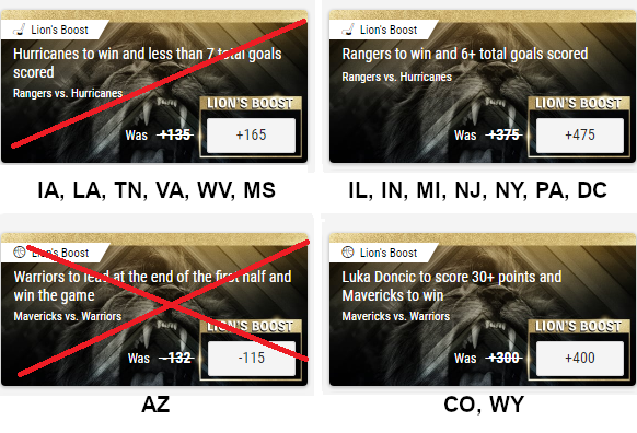 BoostRater's tweet photo. Today's MGM🦁 Lion's Boosts:

❌/🎲 Canes &amp; U6.5: DK SGP says about fair, Kambi says negative

👍 Rangers &amp; O5.5: DK SGP says +5%, Kambi says +10%

❌ GSW HT/FT: Slight negative based on these props

💵 Luka 30+/Mavs: FD SGP likes it much more than DK (like +13%), but it's +EV. https://t.co/w74yALlwfb