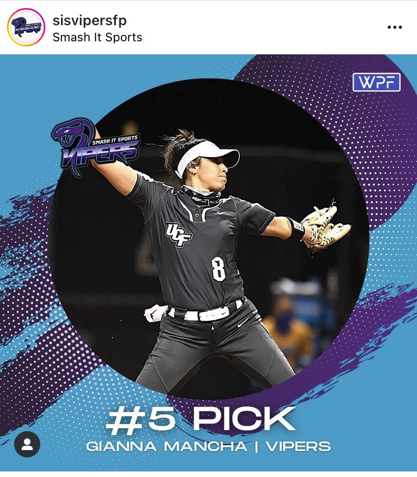 With the 5th Pick the @Smashlt_Vipers select pitcher Gianna Mancha from <a href="/UCF_Softball/">UCF Softball</a> 1st Pro 🥎 in the Mancha family…So proud of you Gigi! #Gigi🎱 <a href="/ggiannaaa_/">gianna</a> <a href="/ggiannaaa_/">gianna</a> <a href="/monchspot/">Johnny Mancha</a>