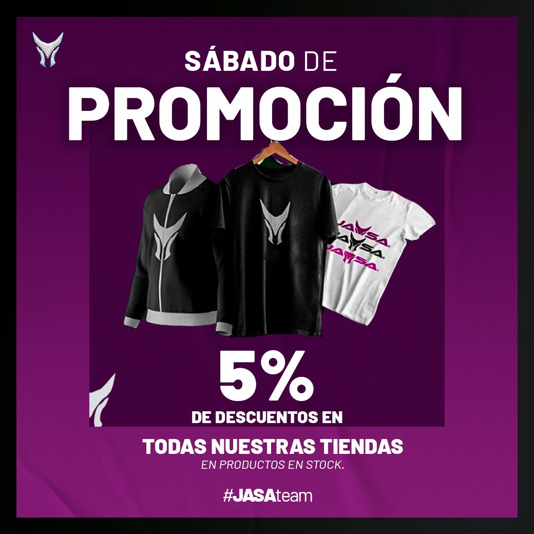 jasa_evolution's tweet photo. ¡Sábado de promoción!🤪🤪

Hoy recibe el 5% de descuento en todas nuestras tiendas en productos en stock.🫡

¡Cotiza con nosotros!😉

#SomosJASA
#jasaevolution https://t.co/2O1UA9dKY6