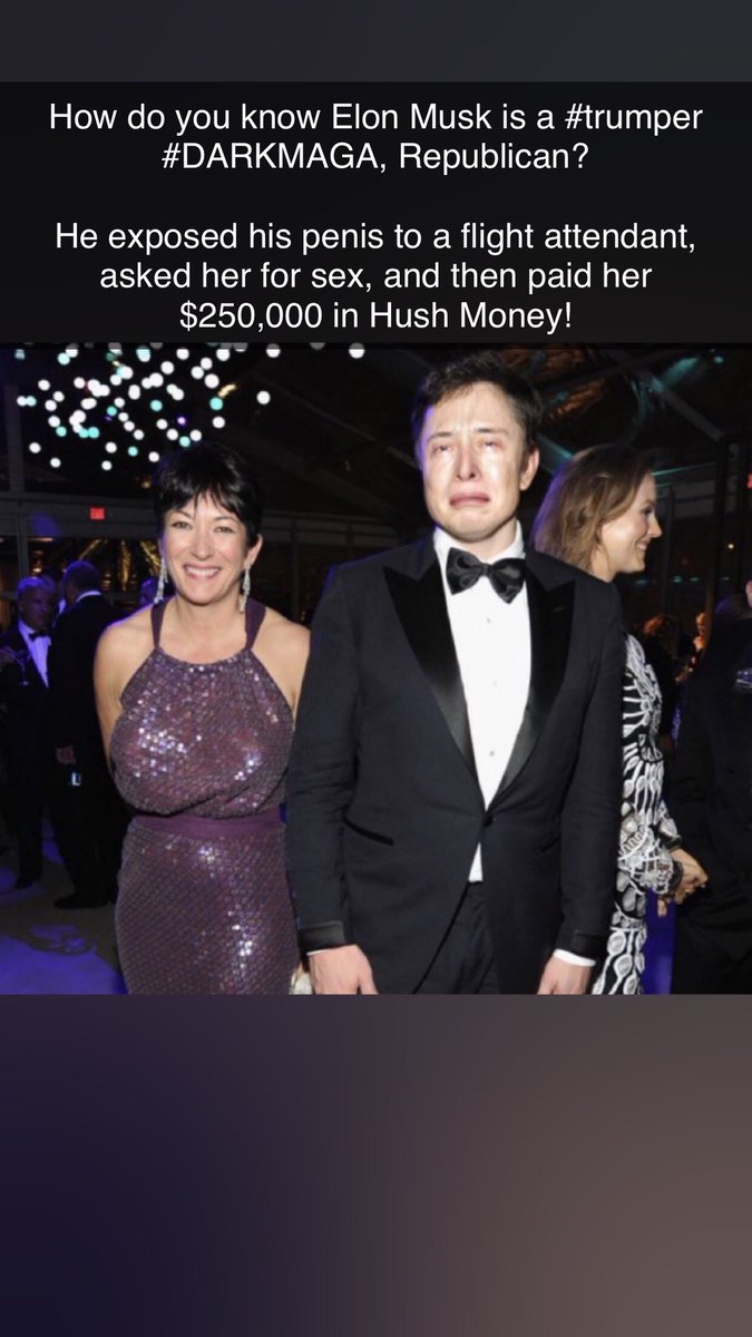 EverestOneNews's tweet photo. @newsmax How do you know #ElonMusk is a #trumper #DARKMAGA, #Republican? 

He exposed his penis to a flight attendant, asked her for sex, and then paid her $250,000 in #HushMoney! #elonGate https://t.co/yWn2W4RNSD