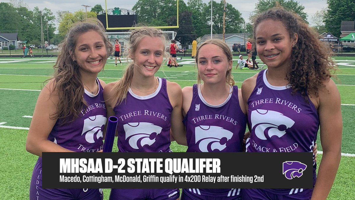trhswildcats's tweet photo. 🏃‍♀️GIRLS TRACK &amp; FIELD: Macedo, Cottingham, McDonald, Griffin State Qualifers in 4x200 Relay after finishing 2nd at Regional today in Berrien Springs... https://t.co/Dxj0DBkc9A
