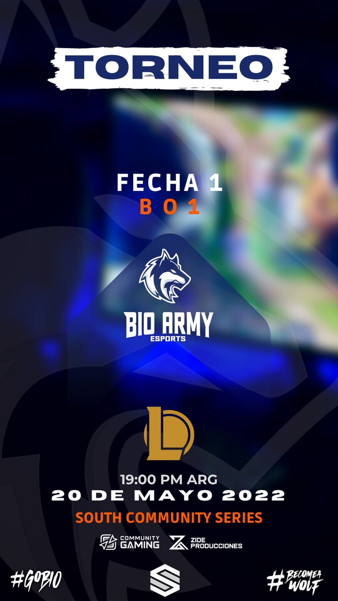BioArmyEsports's tweet photo. Viernes de Lolcito!!!

🏆 #SouthCommunitySeries
⏰En Vivo
🆚#T3XGaming
📄Primera Ronda
📺Discord

#GOBIO #BECOMEAWOLF https://t.co/1wkYaiz1p5