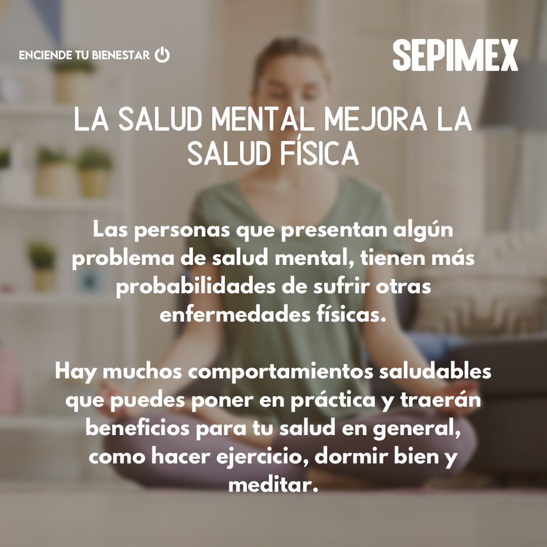SEPIMEX's tweet photo. La salud mental es igual de importante que la salud mental. Acudir con un psicólogo no es sinónimo de locura, lo más importante es cuidar de nuestra salud mental. https://t.co/eL0sgDTA7k