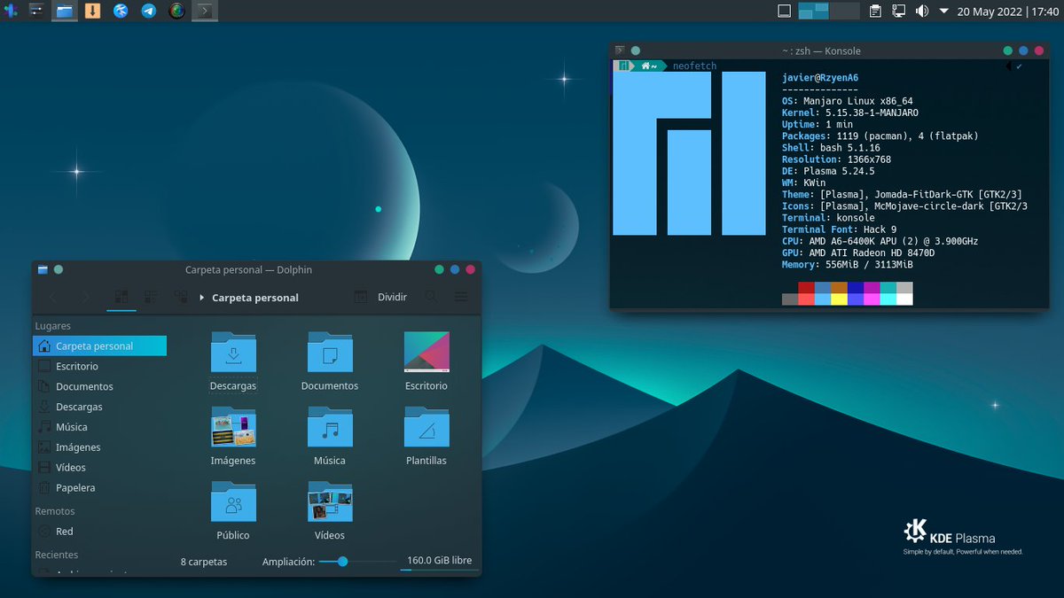 4Sentinell's tweet image. No podia dejar de lado mi otra distribucion #GNULinux soberana absooluta en mi PC de escritorio arrancando con un ridiculo 569mb.
#ViernesDeEscritorio
#ManjaroLinux
#Linux