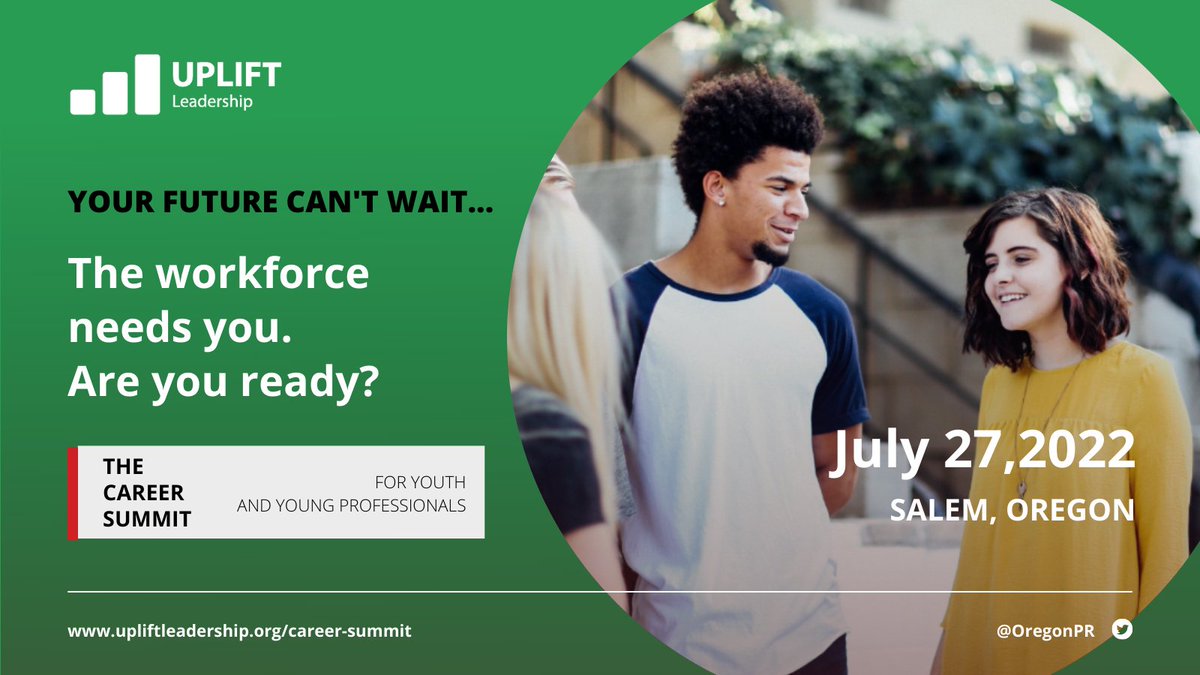 OregonPR's tweet image. Parents of teens: Help your son or daughter discover their career ambition and build job readiness skills: upliftleadership.org/career-summit.