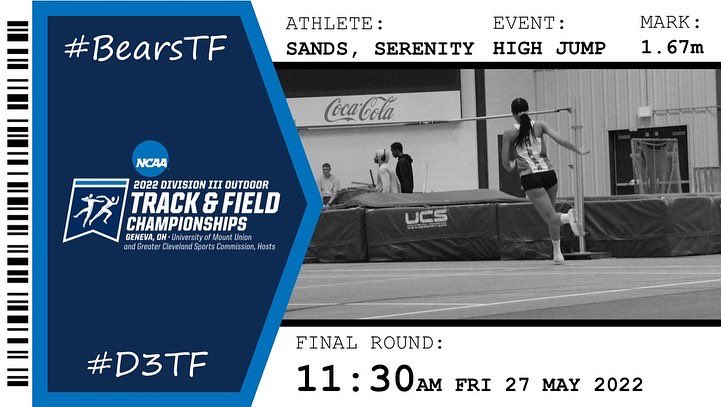 BSU_XC_TF's tweet photo. NATIONALS BOUND!
5 Bears have punched 7 tickets to the 2022 Outdoor Track
& Field National Championship in Geneva, Ohio!
Corey Stalters-Javelin
Matt Lighten- 100m & 200m
Jayci Andrews- 100H & 400H
Abbi Peterson- High Jump
Serenity Sands- High Jump
#BearsTF #BusinessTrip https://t.co/9Uetd5adcR